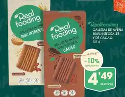 Supermercados Plaza Realfooding - galletas de avena 100% integrales y de cacao oferta