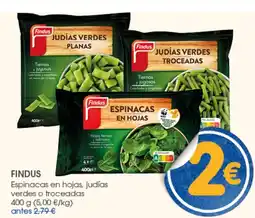 Supermercados Plaza FINDUS Espinacas en hojas, judías verdes o troceadas oferta