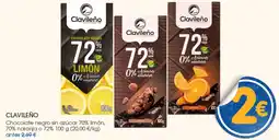 Supermercados Plaza CLAVILEÑO Chocolate negro sin azúcar 70% limón oferta