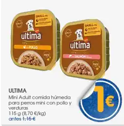 Supermercados Plaza ULTIMA Mini Adult comida húmeda para perros mini con pollo y verduras oferta