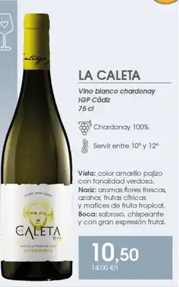 Supermercados Plaza LA CALETA Vino blanco chardonay IGP Cádiz oferta