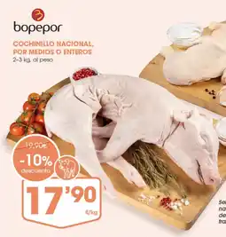 Supermercados Plaza Cochinillo nacional, por medios o enteros oferta