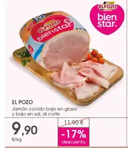 Supermercados Plaza EL POZO Jamón cocido bajo en grasa y bajo en sal oferta