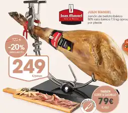 Supermercados Plaza JUAN MANUEL Jamón de bellota ibérico 50% raza ibérica oferta