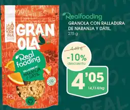 Supermercados Plaza REALFLOODING Granola con ralladura de naranja y dátil oferta