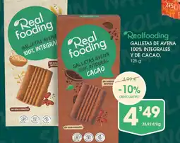 Supermercados Plaza REALFLOODING Galletas de avena 100% integrales y de cacao oferta
