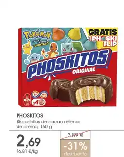 Supermercados Plaza PHOSKITOS Bizcochitos de cacao rellenos de crema oferta