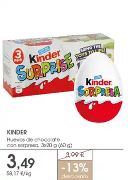 Supermercados Plaza KINDER Huevos de chocolate con sorpresa oferta