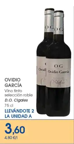 Supermercados Plaza OVIDIO GARCÍA Vino tinto selección roble D.O. Cigales oferta