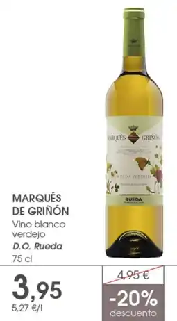 Supermercados Plaza MARQUÉS DE GRIÑÓN Vino blanco verdejo D.O. Rueda oferta