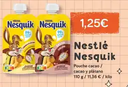 Supermercados Plaza NESTLE Nesquik Pouche cacao/ cacao y plátano oferta
