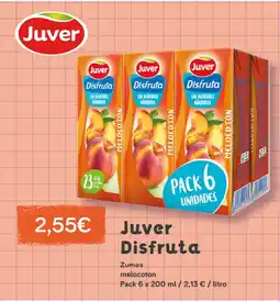 Supermercados Plaza JUVER Disfruta Zumos melocoton oferta