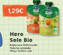 Supermercados Plaza HERO Solo Bio Bolsita fruta 100% Eco-Bio Todas las variedades oferta