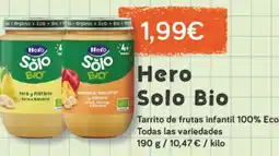 Supermercados Plaza HERO Solo Bio Tarrito de frutas infantil 100% Eco oferta