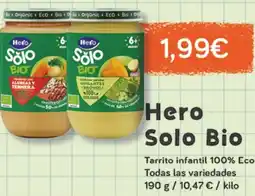 Supermercados Plaza HERO Solo Bio Tarrito infantil 100% Eco Todas las variedades oferta