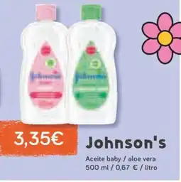 Masymas JOHNSON;S Aceite baby / aloe vera oferta