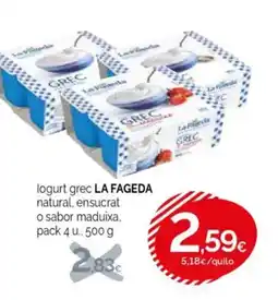 Condis LA FAGEDA logurt grec natural, ensucrat oferta