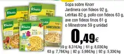 FROIZ KNORR Sopa sobre Jardinera con fideos Letrita pollo con fideos ave con fideos finos oferta