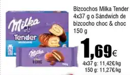 FROIZ MILKA Bizcochos Tender 4x37 g o Sándwich de bizcocho choc & choc oferta