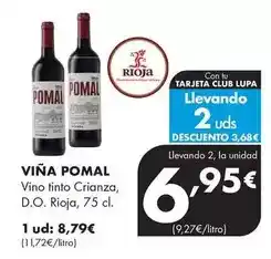Supermercados Lupa Viña pomal - vino tinto crianza, d.o. rioja oferta