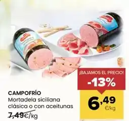 Autoservicios Familia Campofrío - mortadela siciliana clásica o con aceitunas oferta