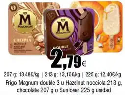 FROIZ MAGNUM Frigo double 3 u Hazelnut nocciola chocolate o Sunlover oferta