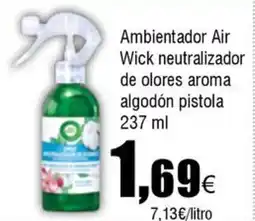 FROIZ AIR WICK Ambientador neutralizador de olores aroma algodón pistola oferta