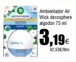 FROIZ AIR WICK Ambientador decosphere algodón oferta