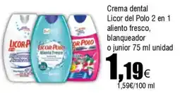 FROIZ LICOR DEL POLO Crema dental 2 en 1 aliento fresco, blanqueador o junior oferta