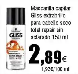 FROIZ GLISS Mascarilla capilar extrabrillo para cabello seco total repair sin aclarado oferta