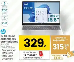Eroski HP 15-fd0182ns ordenagailu eramangarria Portátil 15-fd0182ns -Procesador Intel N100 -Intel UHD Graphics oferta