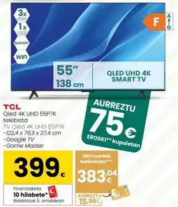 Eroski TCL Qled 4K UHD 55P7K telebista oferta