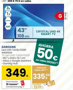 Eroski SAMSUNG Led UHD TU43U7025F telebista oferta