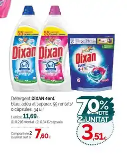 Condis DIXAN Detergent blau, adéu al separar, 55 rentats o capsules oferta