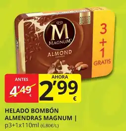 Supermercados MAS MAGNUM Helado bombón almendras oferta