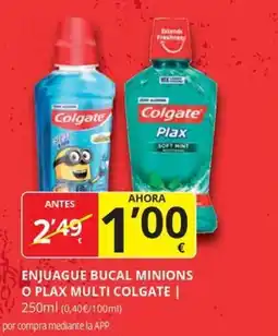 Supermercados MAS COLGATE Enjuague bucal minions o plax multi oferta