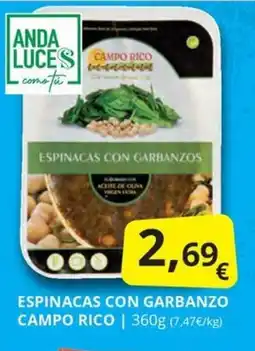 Supermercados MAS CAMPO RICO Espinacas con garbanzo oferta