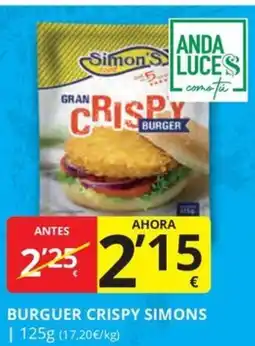 Supermercados MAS SIMONS Burguer crispy oferta