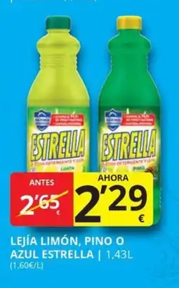 Supermercados MAS ESTRELLA Lejía limón, pino o azul oferta