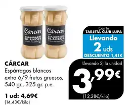 Supermercados Lupa CÁRCAR Espárragos blancos extra 6/9 frutos gruesos oferta
