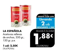 Supermercados Lupa LA ESPAÑOLA Aceitunas rellenas de anchoa oferta