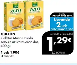 Supermercados Lupa GULLÓN Galletas María Dorada zero sin azúcares añadidos oferta