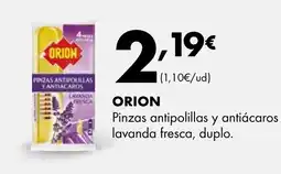 Supermercados Lupa ORION Pinzas antipolillas y antiácaros lavanda fresca, duplo. oferta