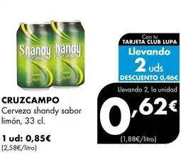 Supermercados Lupa CRUZCAMPO Cerveza shandy sabor limón oferta