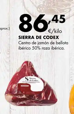 Supermercados Lupa SIERRA DE CODEX Centro de jamón de bellota ibérico 50% raza ibérica oferta
