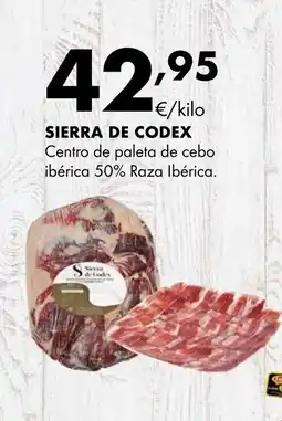 Supermercados Lupa SIERRA DE CODEX Centro de paleta de cebo ibérica 50% Raza Ibérica oferta