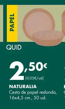 Supermercados Lupa NATURALIA Cesta de papel cuadrada oferta