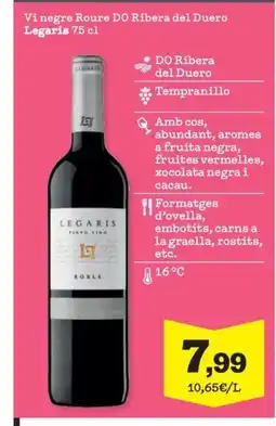 Sorli Vi negre Roure DO Ribera del Duero Legaris oferta