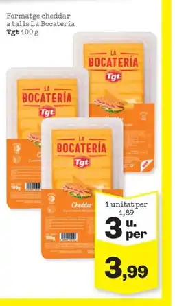 Sorli TGT Formatge cheddar a talls La Bocatería oferta