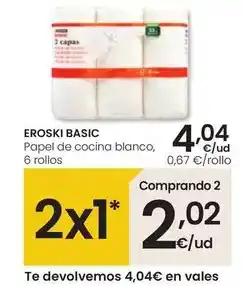 Eroski Eroski basic - papel de cocina blanco oferta